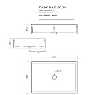 Раковина ArtCeram Scalino SCL002 17 00 черная 55 см